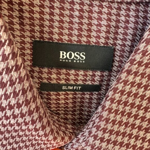 Hugo Boss Slim Fit Cotton Houndstooth Button-Up Shirt - Picture 3 of 8